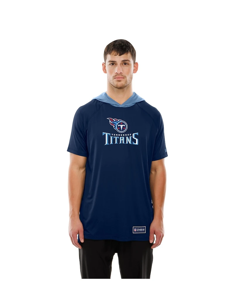 New Era Men's Navy Tennessee Titans Combine Authentic Hooded Raglan Short-Sleeve T-Shirt