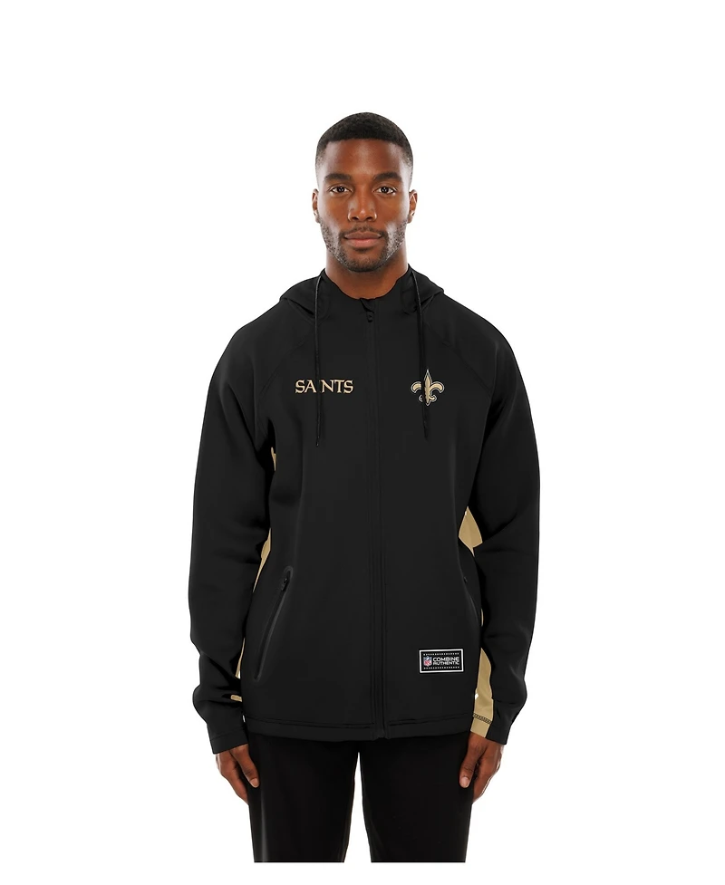 New Era Men's Black Orleans Saints Combine Authentic Raglan Scuba Full-Zip Hoodie