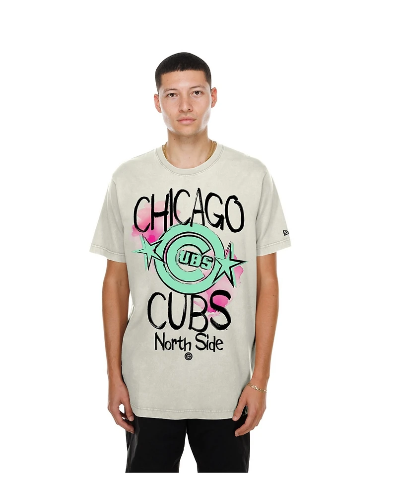 New Era Men's Cream Chicago Cubs Lifestyle Punk Core T-Shirt