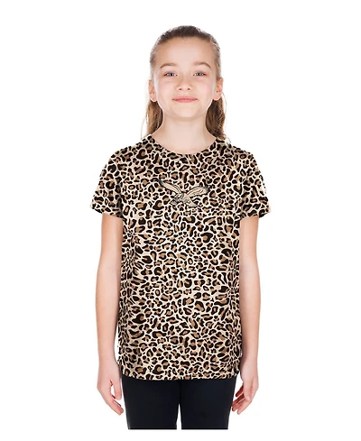 New Era Big Girls Tan Philadelphia Eagles Mom Me Leopard T-Shirt