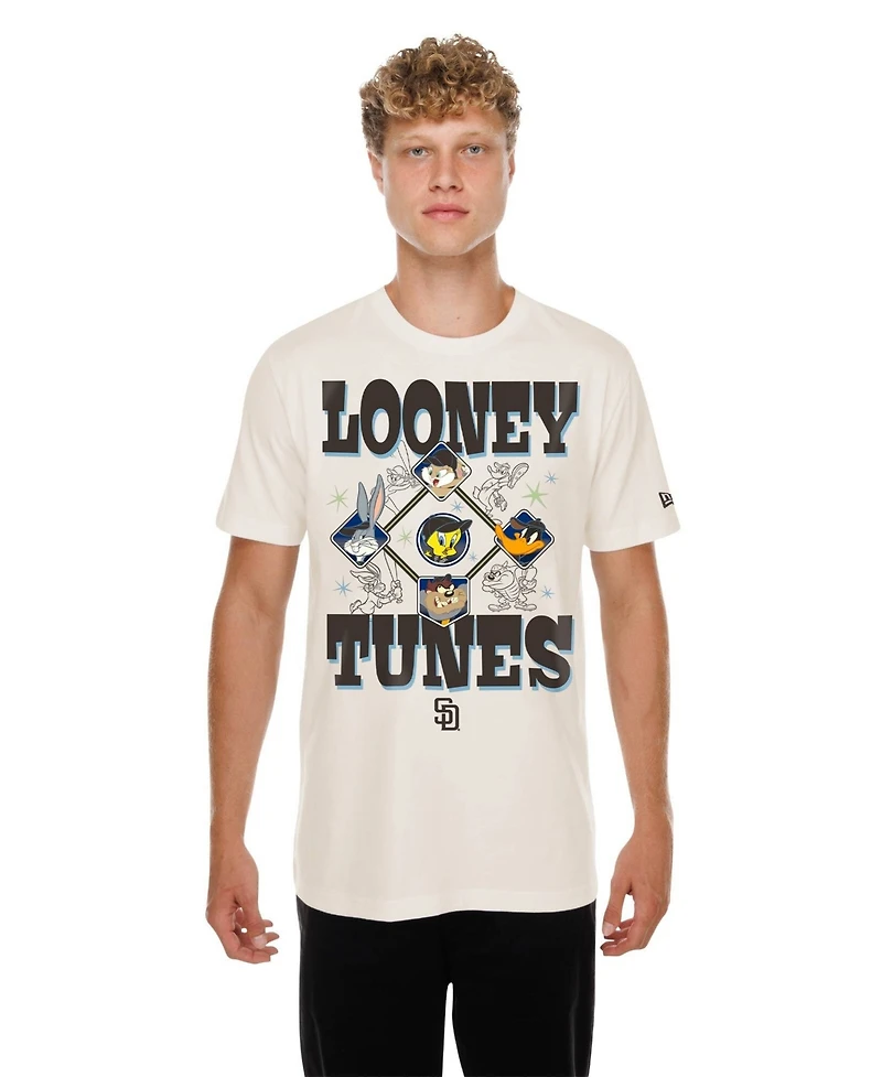 New Era Men's and Women's Cream San Diego Padres Looney Tunes T-Shirt