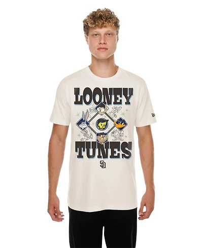 New Era Men's and Women's Cream San Diego Padres Looney Tunes T-Shirt