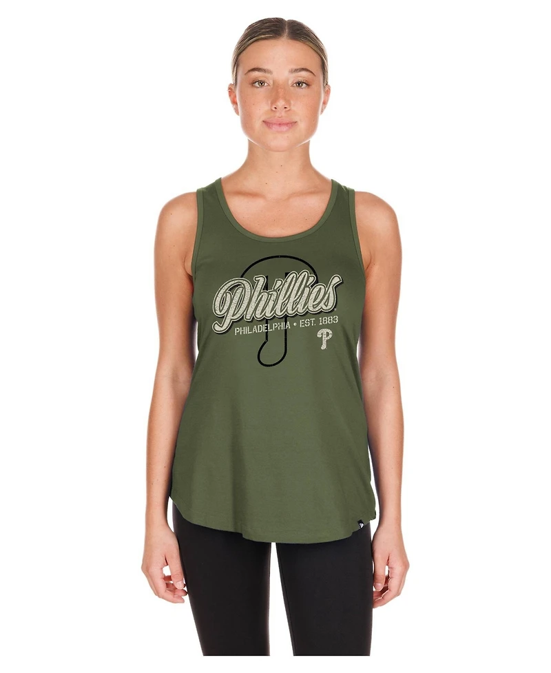 New Era Women's Philadelphia Phillies 2026 Armed Forces Day Distressed Screen Print Graphics Tank Top