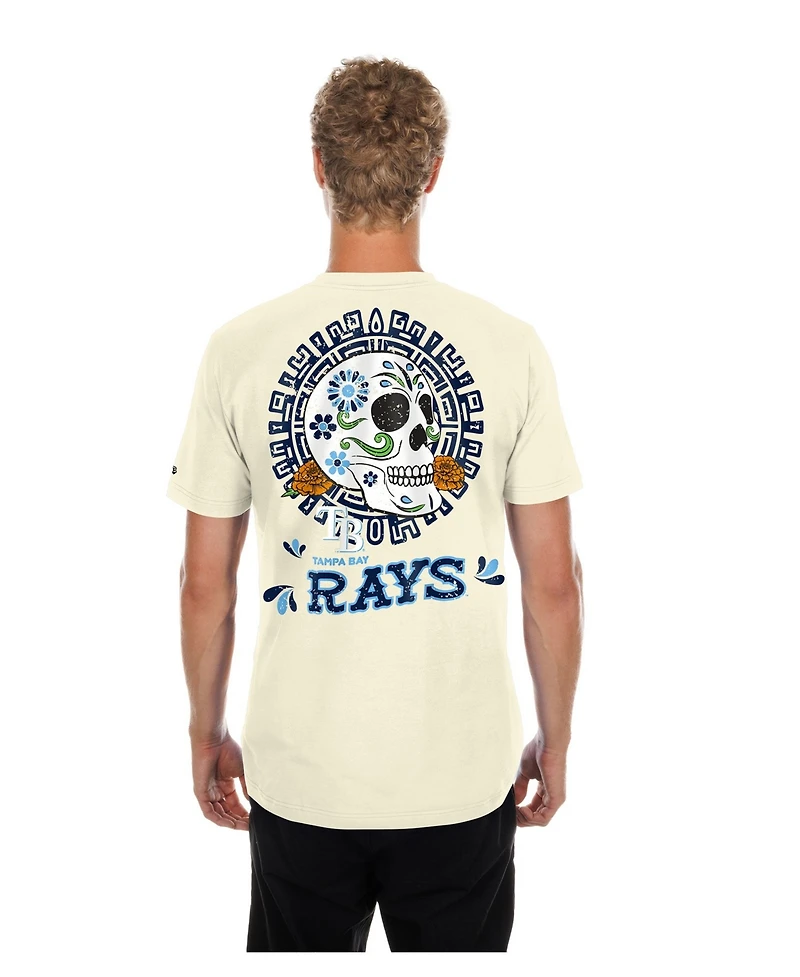 New Era Men's Natural Tampa Bay Rays Dia de los Muertos Sugar Skull T-Shirt