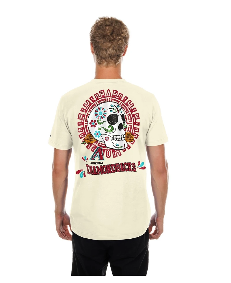 New Era Men's Natural Arizona Diamondbacks Dia de los Muertos Sugar Skull T-Shirt