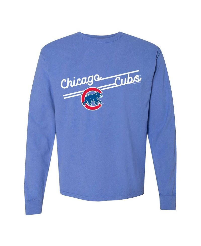 Soft As A Grape Women's Chicago Cubs Boxy-Fit Crewneck Long-Sleeve Cotton T-Shirt