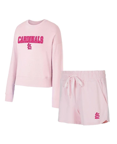Concepts Sport Women's St. Louis Cardinals Elevation Long-Sleeve Tri-Blend Top and Shorts Set