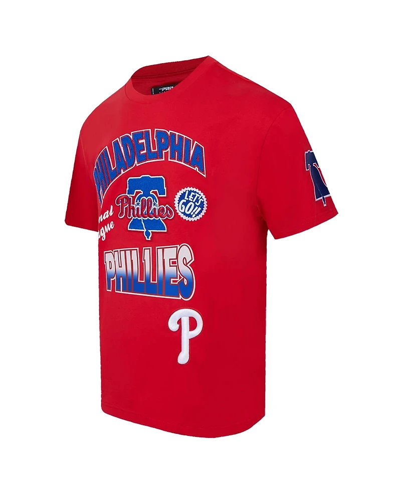 Pro Standard Men's Red Philadelphia Phillies Turn It Up Dropped Shoulder T-Shirt