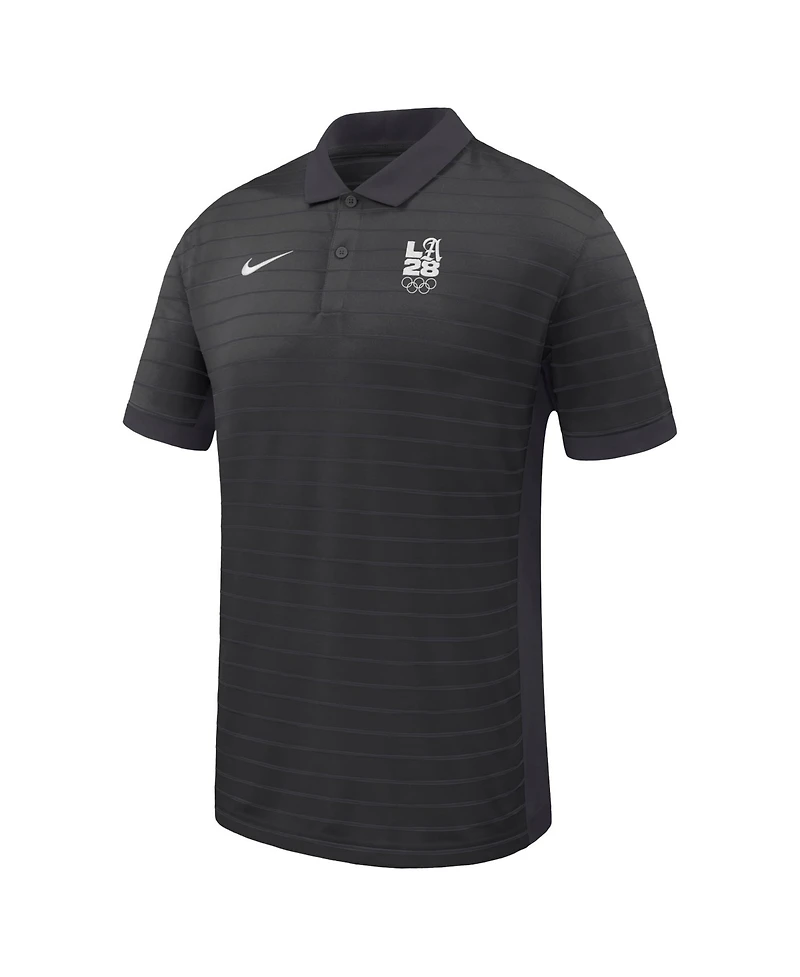 Nike Men's Black LA28 Summer Olympics Victory Stripe Dri-fit Polo Shirt
