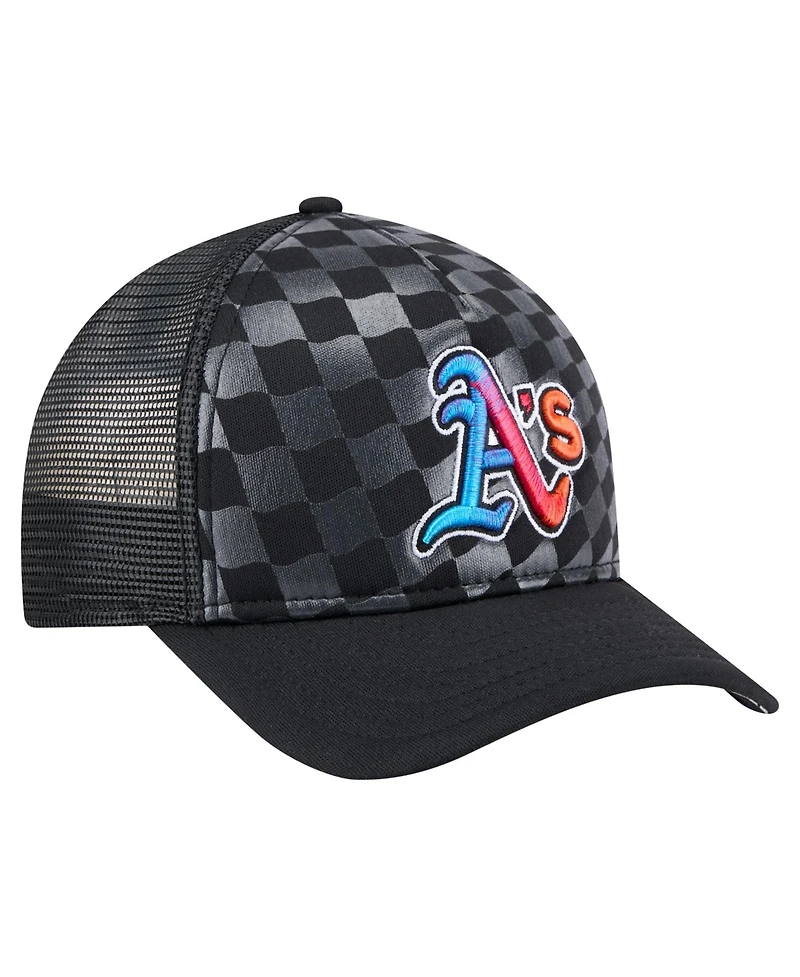 New Era Men's Black Athletics Gradient 9FORTY A-Frame M-Crown Trucker Adjustable Hat