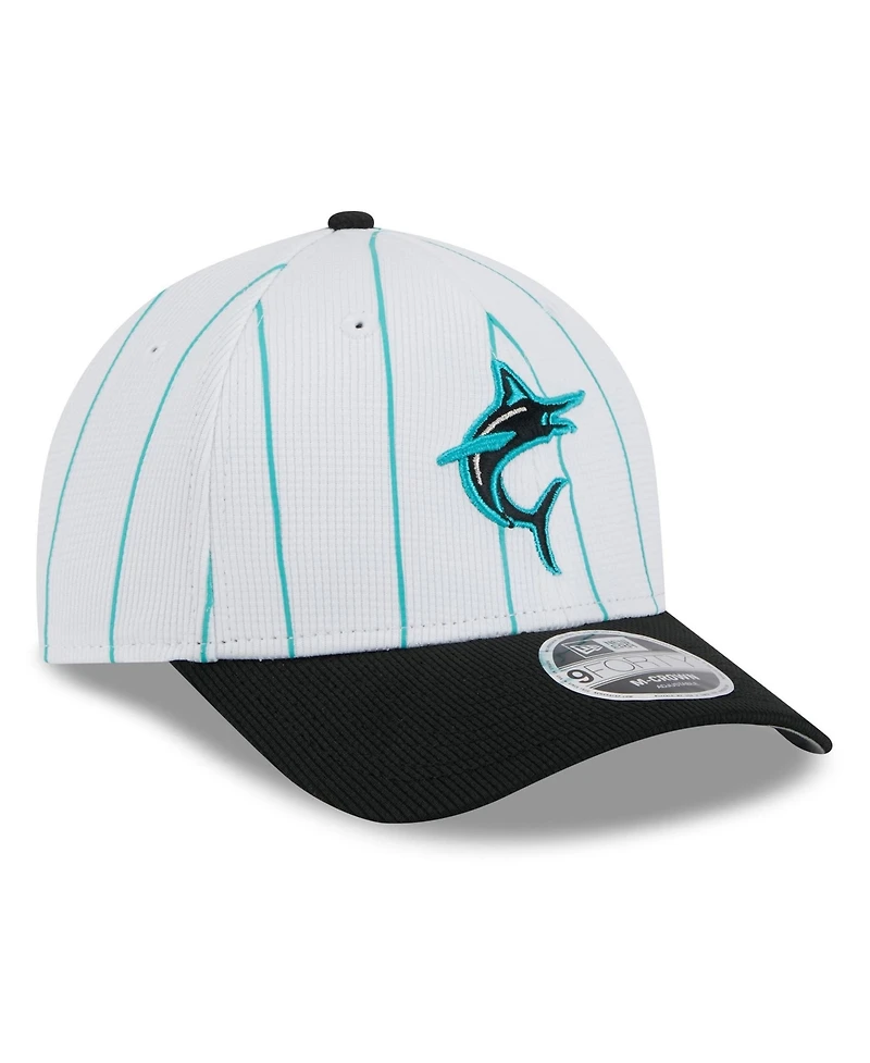 New Era Men's White/Black Miami Marlins 2025 Batting Practice 9FORTY M-Crown Adjustable Hat