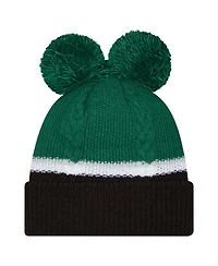 New Era Women's Green New York Jets Double Bubble Cuffed Pom with Knit Hat