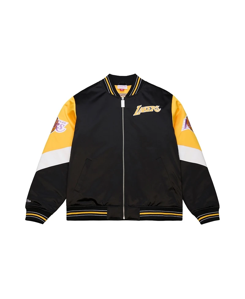 Mitchell & Ness Men's Black Los Angeles Lakers Throw It Back Heavyweight Full-Zip Satin Jacket