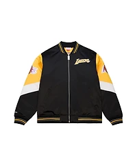 Mitchell & Ness Men's Black Los Angeles Lakers Throw It Back Heavyweight Full-Zip Satin Jacket