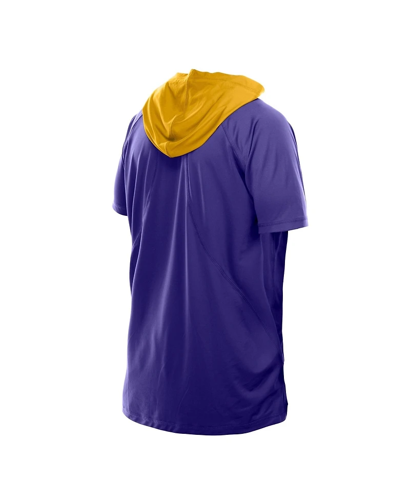 New Era Men's Purple Minnesota Vikings Combine Authentic Hooded Raglan Short-Sleeve T-Shirt