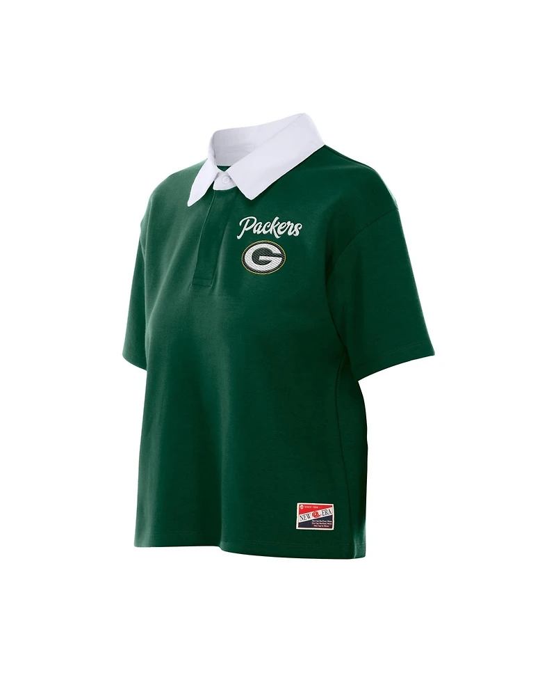 New Era Women's Green Bay Packers Cropped Boxy Polo