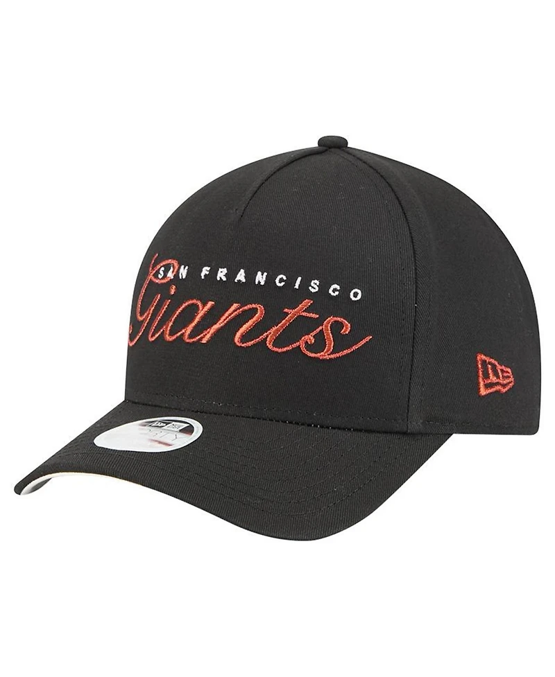 New Era Women's Black San Francisco Giants Metallic A-Frame 9FORTY Adjustable Hat