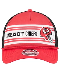 New Era Men's Red Kansas City Chiefs Linear A-Frame 9FORTY Adjustable Hat