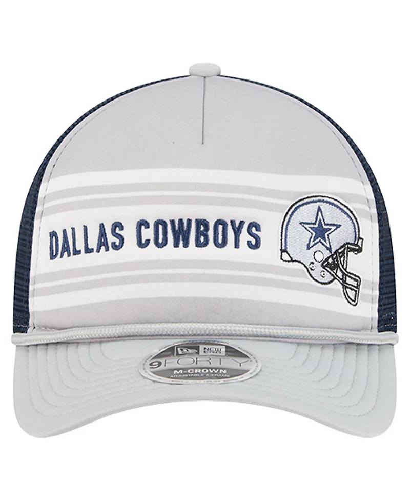 New Era Men's Silver/Navy Dallas Cowboys Linear A-Frame 9FORTY Adjustable Hat