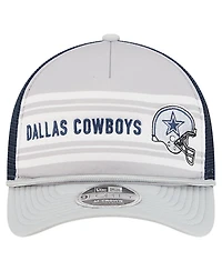New Era Men's Silver/Navy Dallas Cowboys Linear A-Frame 9FORTY Adjustable Hat