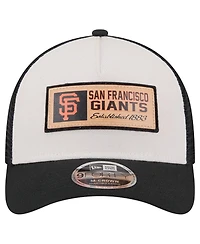 New Era Men's Stone/Black San Francisco Giants Text A-Frame Trucker 9FORTY Hat