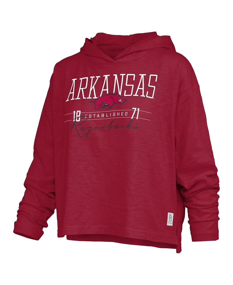 Pressbox Women's Arkansas Razorbacks Castillo Oversized Long-Sleeve Hooded T-Shirt