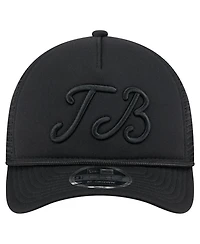New Era Men's Black Tampa Bay Rays City Initial 9FORTY A-Frame M-Crown Adjustable Trucker Hat