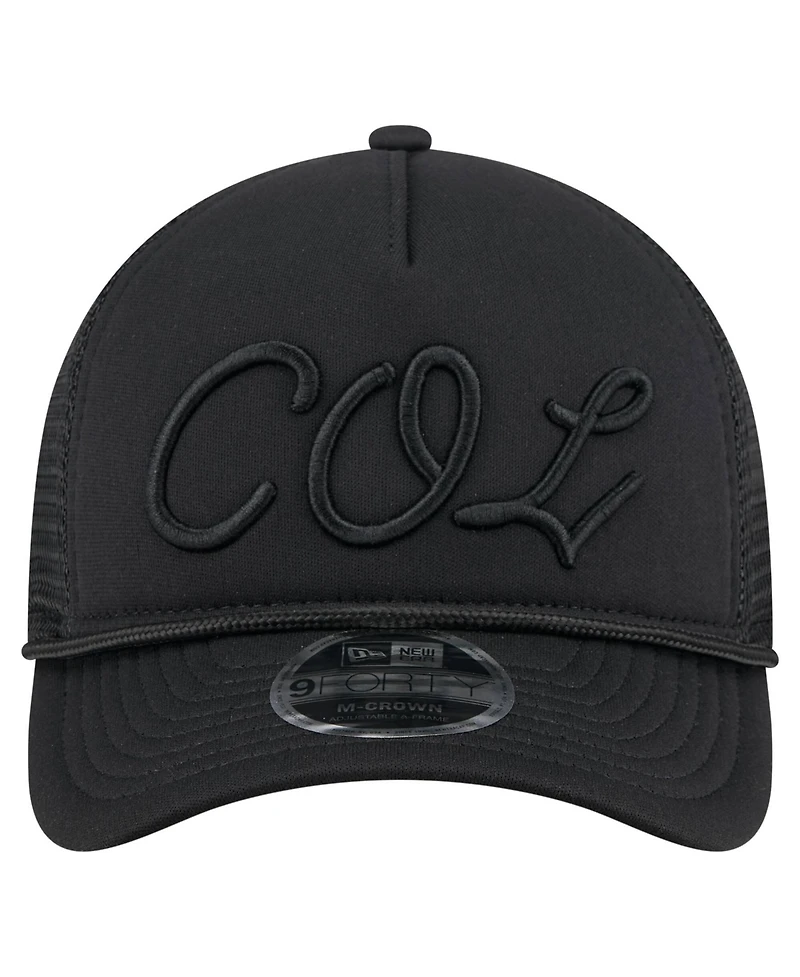 New Era Men's Black Colorado Rockies City Initial 9FORTY A-Frame M-Crown Adjustable Trucker Hat