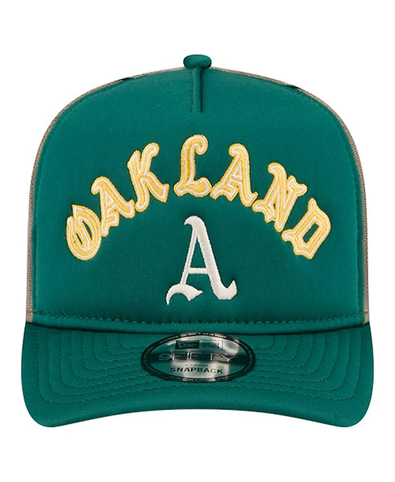 New Era Men's Kelly Green Oakland Athletics Vintage Arched Foam Front 9FIFTY A-Frame Adjustable Trucker Hat