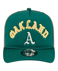New Era Men's Kelly Green Oakland Athletics Vintage Arched Foam Front 9FIFTY A-Frame Adjustable Trucker Hat