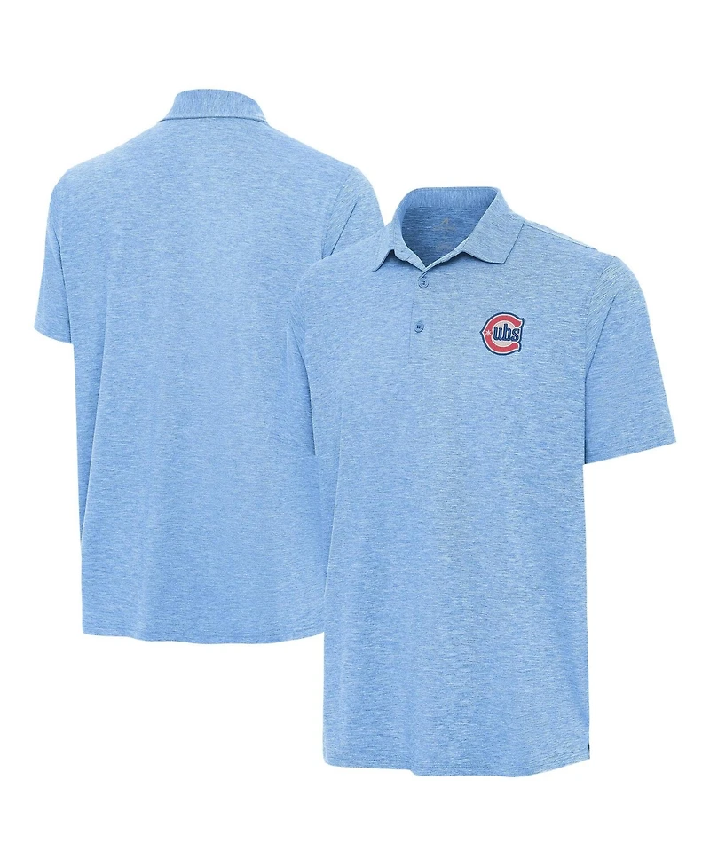 Antigua Men's Heather Powder Blue Chicago Cubs Alternate Logo Par 3 Polo Shirt
