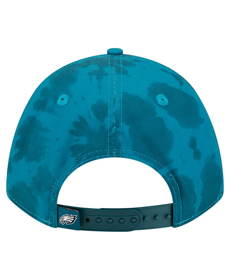 New Era Men's Midnight Green Philadelphia Eagles Tie Dye Fade 9Forty M-Crown A-Frame Adjustable Hat