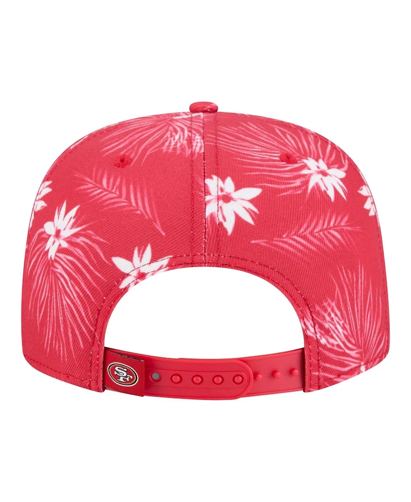 New Era Men's Scarlet San Francisco 49ers Palm Print A-Frame 9FIFTY Snapback Hat