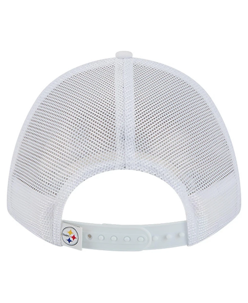 New Era Men's White Pittsburgh Steelers Nfl 9FORTY A-Frame M-Crown Adjustable Trucker Hat