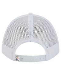 New Era Men's White Pittsburgh Steelers Nfl 9FORTY A-Frame M-Crown Adjustable Trucker Hat