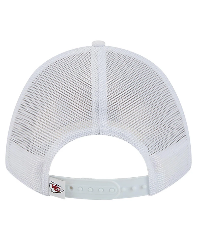 New Era Men's White Kansas City Chiefs Nfl 9FORTY A-Frame M-Crown Adjustable Trucker Hat