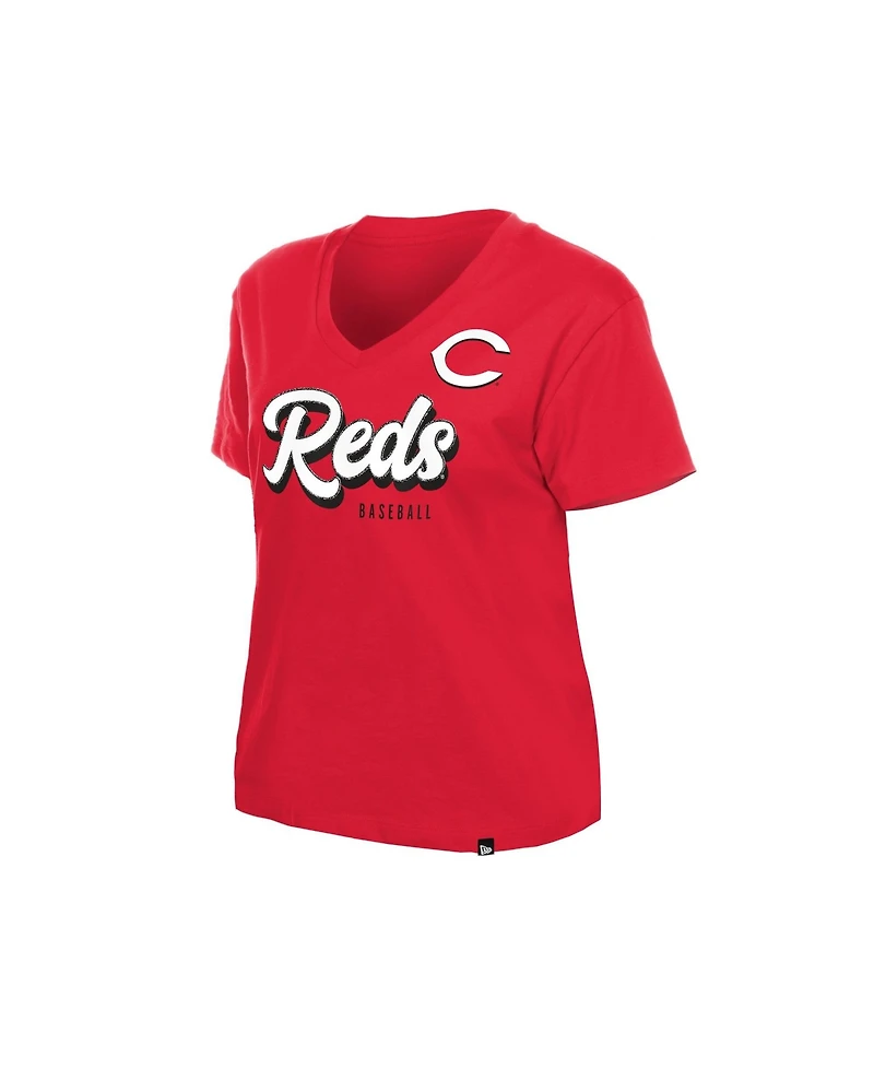 New Era Women's Cincinnati Reds V-Neck Short-Sleeve T-Shirt