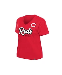 New Era Women's Cincinnati Reds V-Neck Short-Sleeve T-Shirt