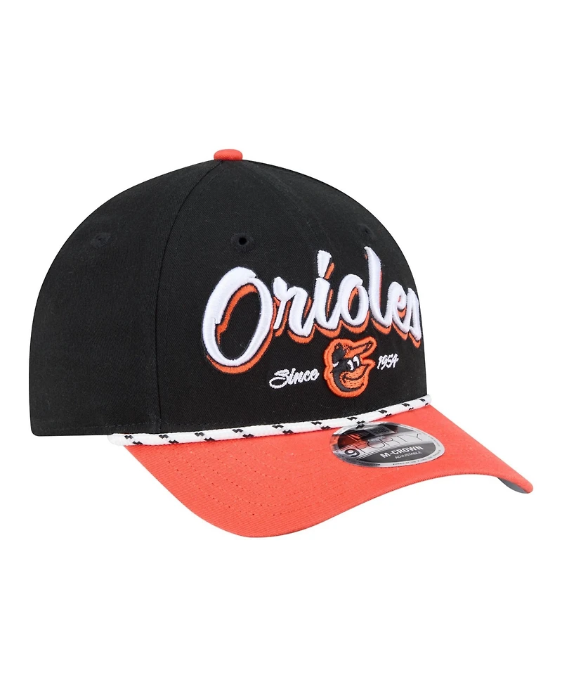 New Era Men's Black/Orange Baltimore Orioles Team Loyal 9FORTY M-Crown Adjustable Hat