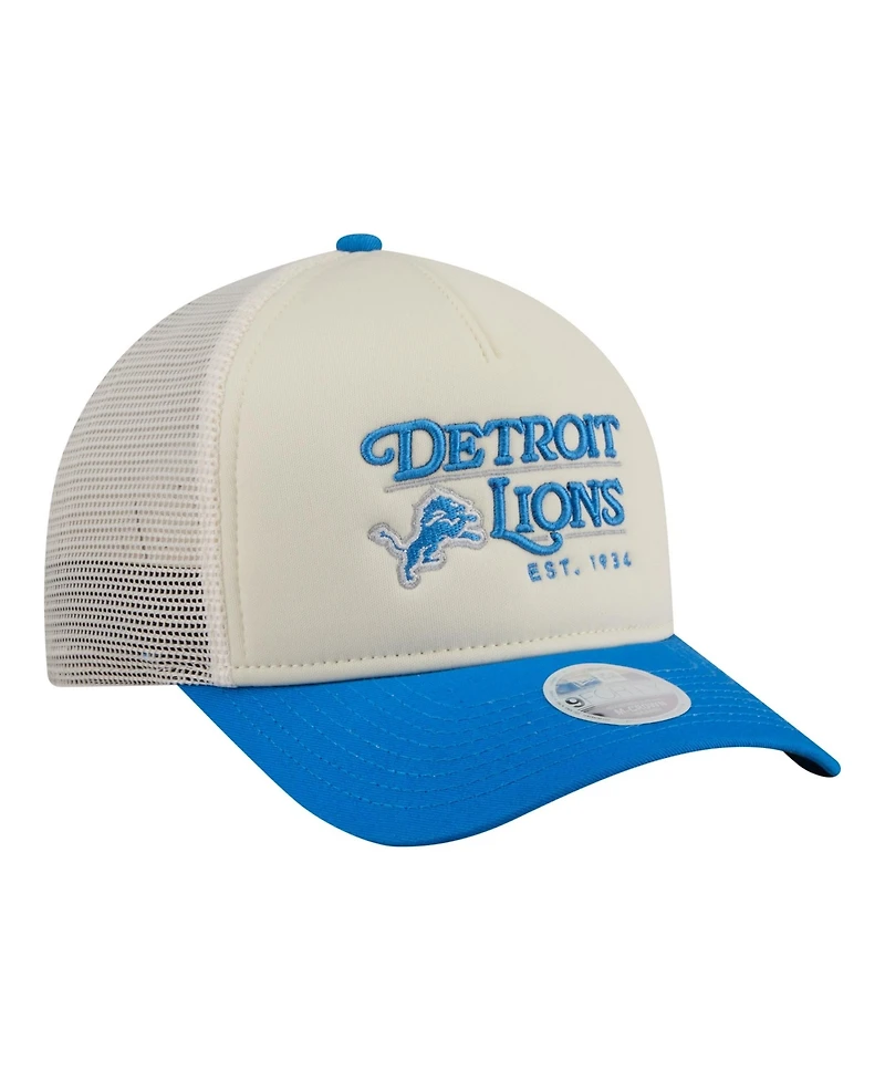 New Era Women's Cream/Blue Detroit Lions Retro A-Frame 9FORTY Adjustable Hat