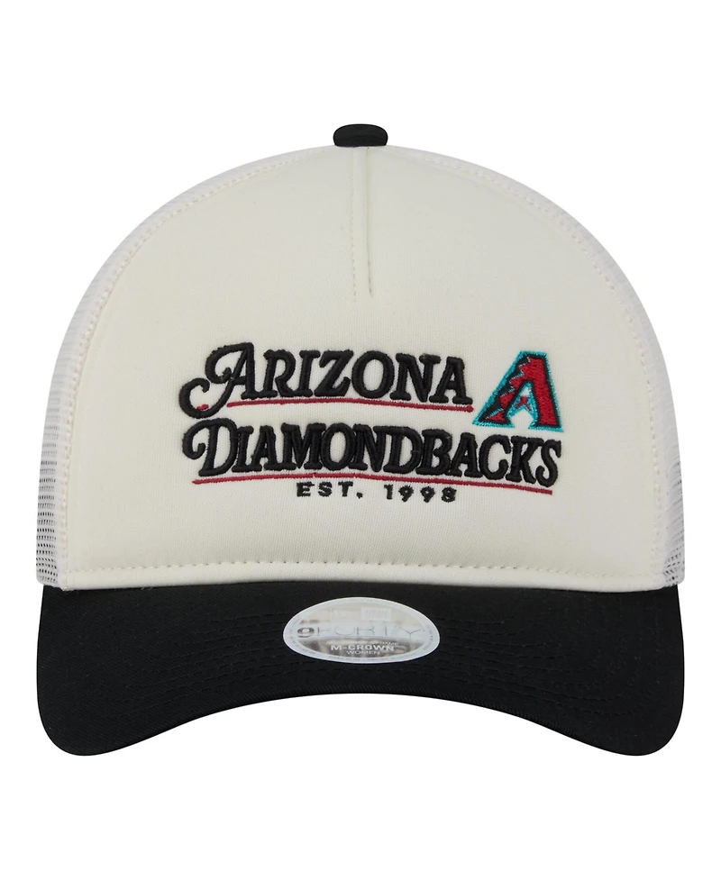 New Era Women's Light Beige/Black Arizona Diamondbacks Retro 9FORTY M-Crown A-Frame Trucker Adjustable Hat