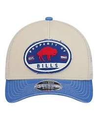 New Era Men's Natural Buffalo Bills Frayed M-Crown A-Frame 9FORTY Adjustable Hat