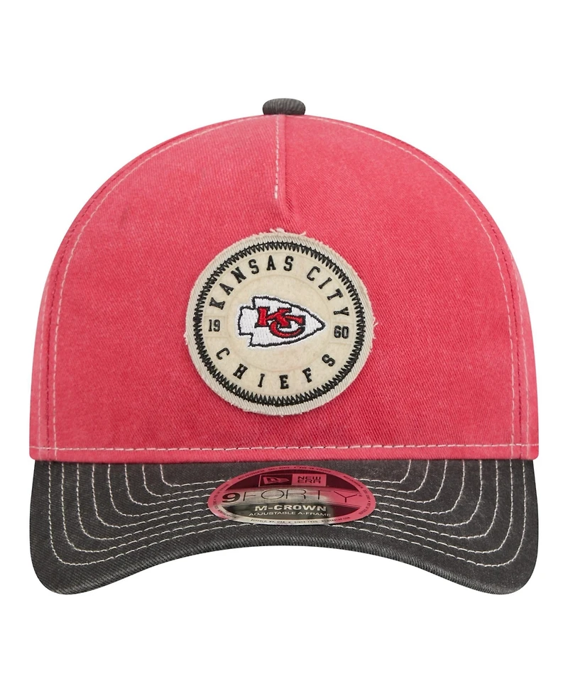 New Era Men's Red/Black Kansas City Chiefs 9FORTY Felt A-Frame Adjustable Hat