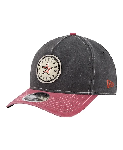 New Era Men's Black/Red Houston Astros Felt M-Crown 9FORTY Adjustable Hat