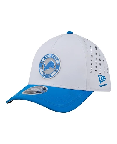 New Era Men's White/Blue Detroit Lions Patch 39THIRTY A-Frame M-Crown Perforated Flex Hat