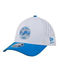 New Era Men's White/Blue Detroit Lions Patch 39THIRTY A-Frame M-Crown Perforated Flex Hat