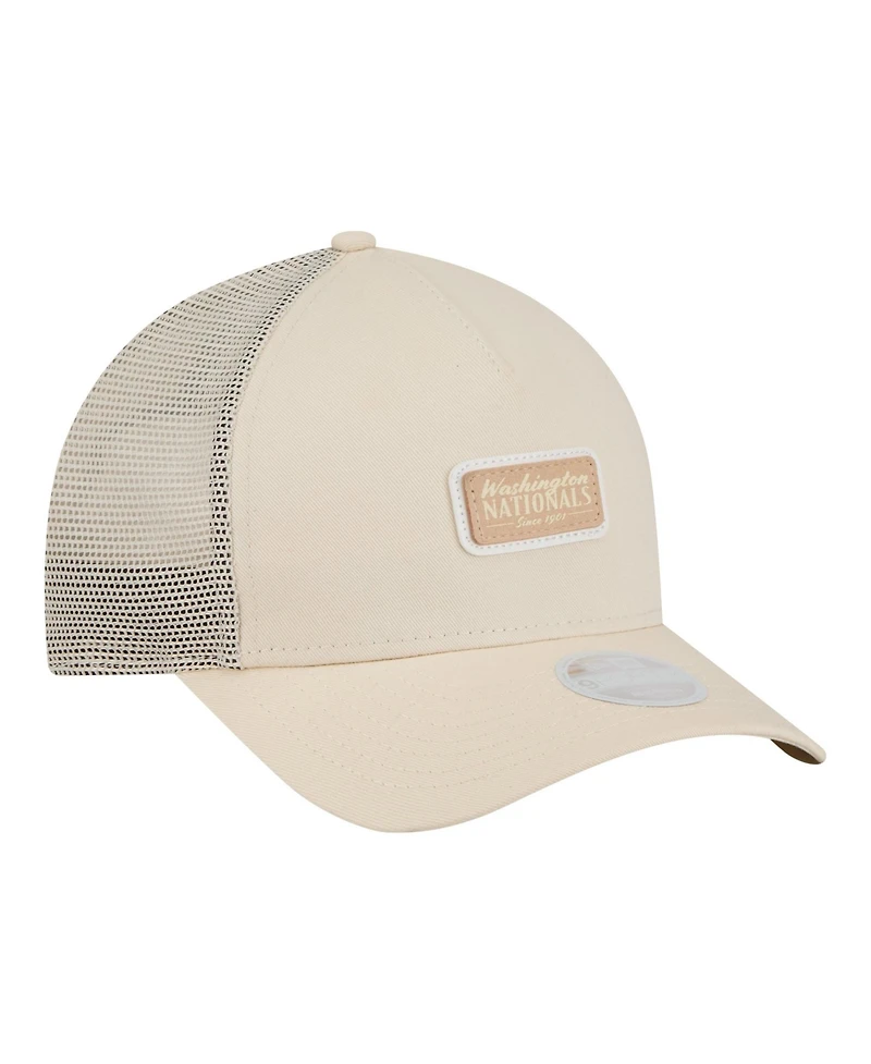 New Era Women's Light Beige Washington Nationals Tonal Patch 9FORTY M-Crown A-Frame Trucker Adjustable Hat