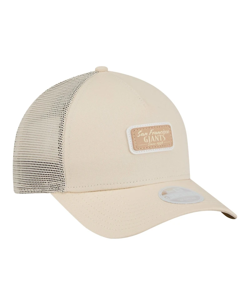 New Era Women's Light Beige San Francisco Giants Tonal Patch 9FORTY M-Crown A-Frame Trucker Adjustable Hat