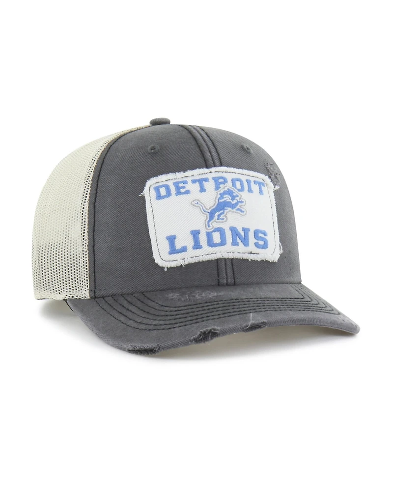 '47 Brand Men's Charcoal Detroit Lions Egremont Well-Worn Adjustable Trucker Hat