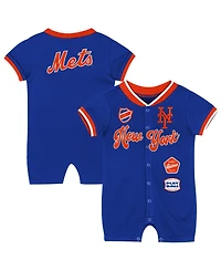 Outerstuff Baby Boys and Girls Royal New York Mets Pinch Coverall Shorts